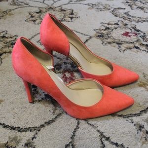 Coral Faux Suede Heel